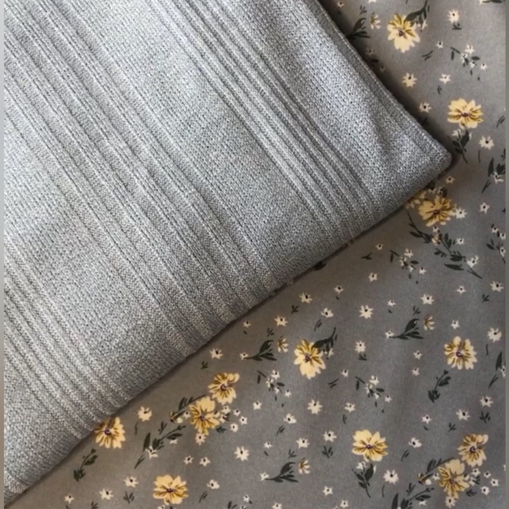 Beautiful flowered blue skirt with blue soft long sleeve top!